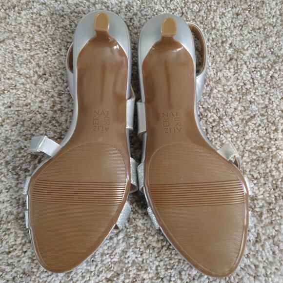 Naturalizer Women's Taimi Strappy Heeled Slingback Sandals Sparkly Silver 9M - Picture 7 of 11